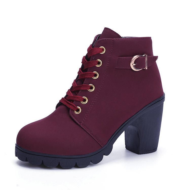 Bottes à Talons Épais avec Boucle