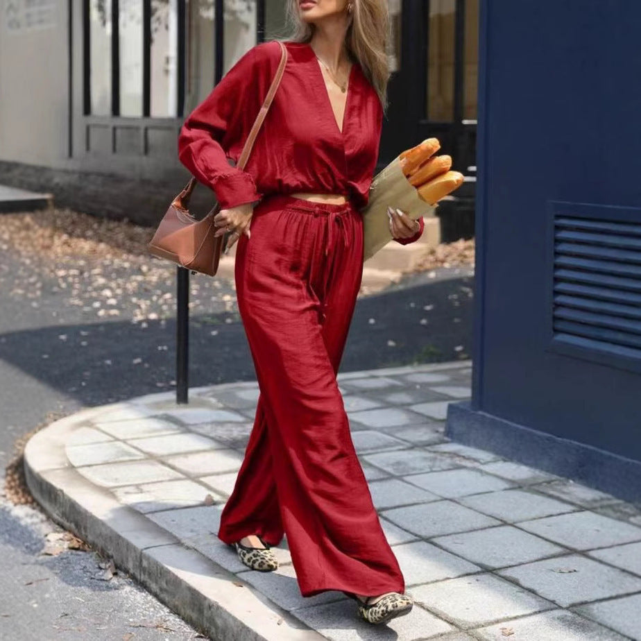 Ensemble Haut Col V Femme