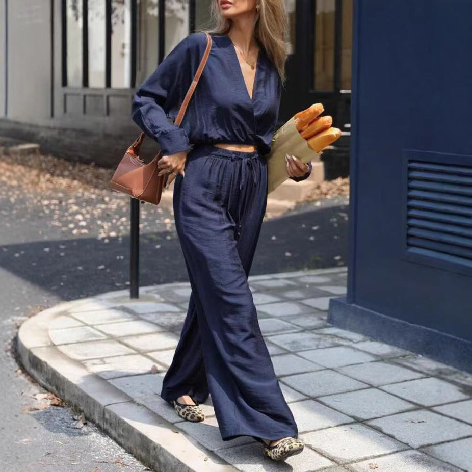 Ensemble Haut Col V Femme