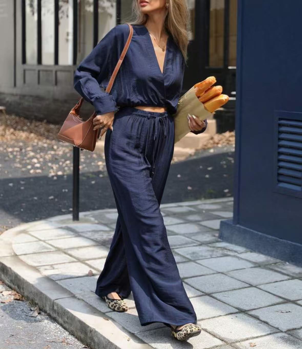 Ensemble Haut Col V Femme