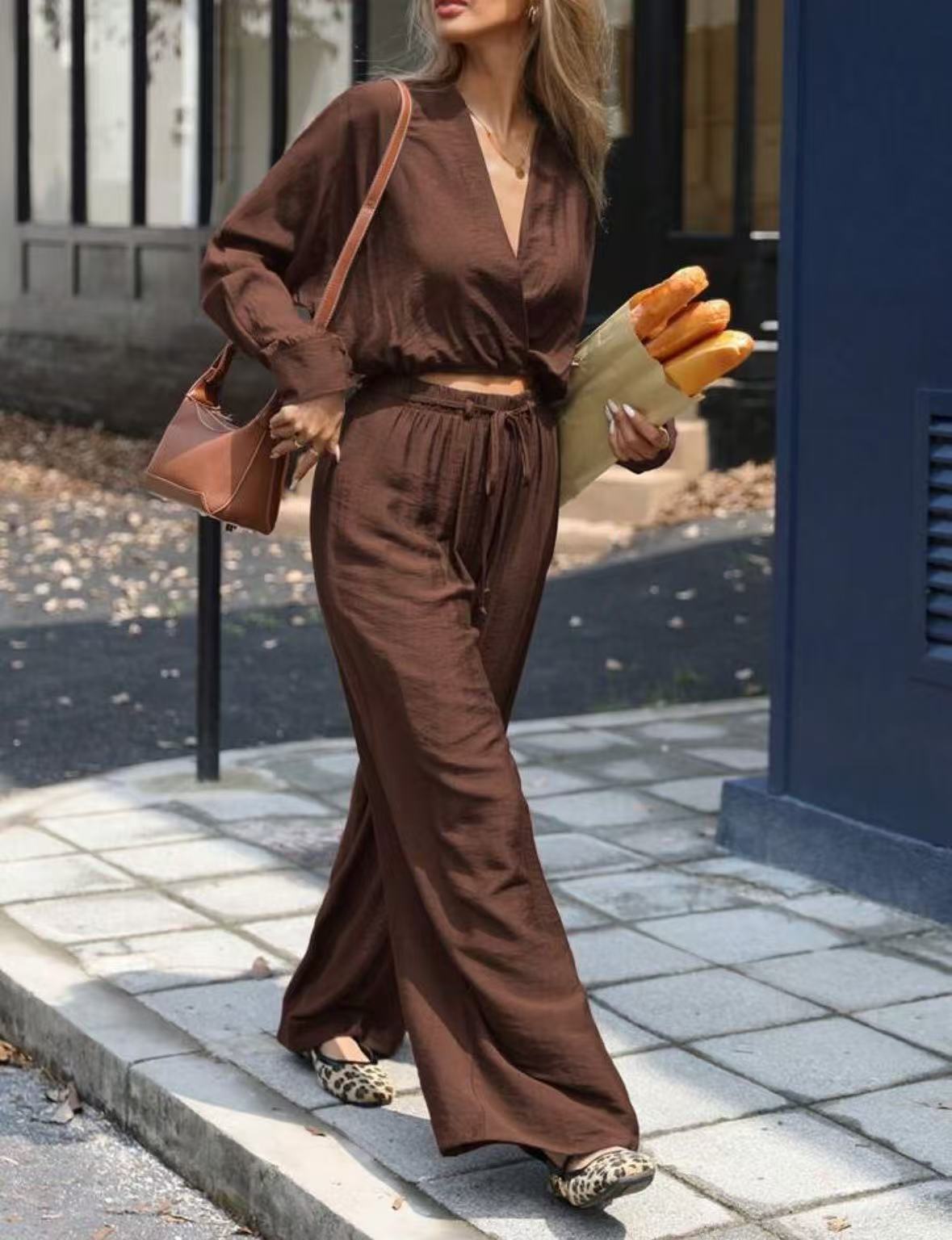 Ensemble Haut Col V Femme