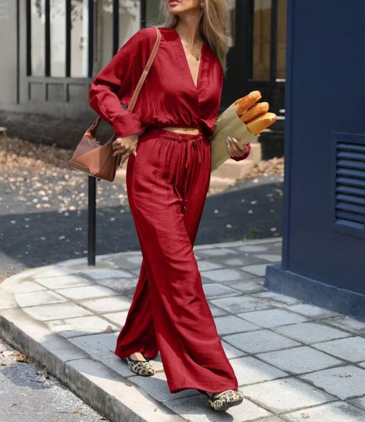 Ensemble Haut Col V Femme