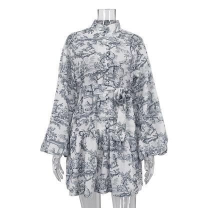 Robe Courte Imprimé Encre