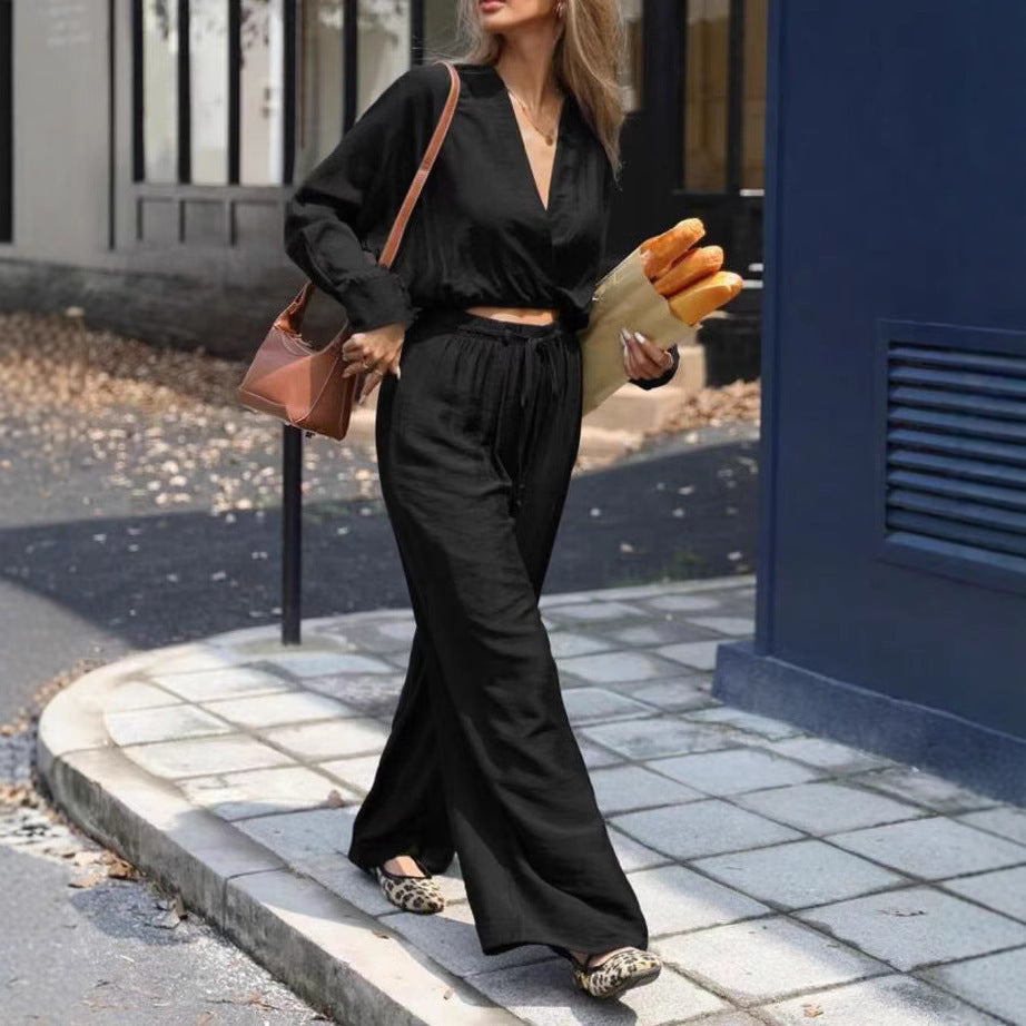 Ensemble Haut Col V Femme